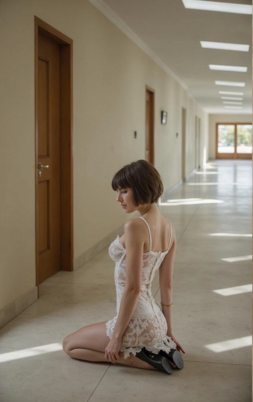 Chloe in the corridor